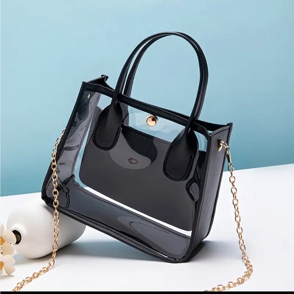 NWT! Transparent Mini Handbag - Magnetic Closure, Top Handle Chain Crossbody. - Picture 2 of 5